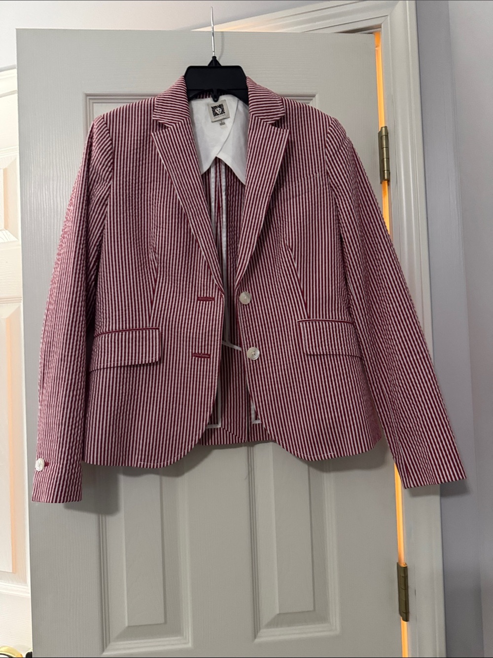 Anne Klein Red and White Striped Blazer